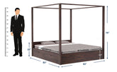Solivo Solid Sheesham Wood Poster Bed With Four Drawers (Queen Size, Walnut Finish)